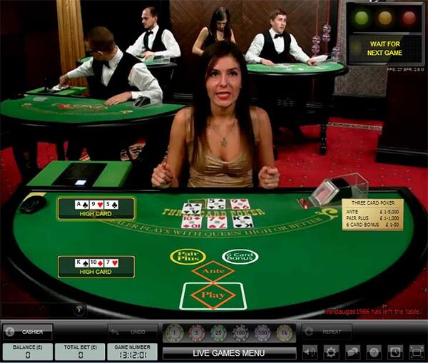 Live Dealer 3 Card Poker