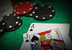 blackjack cards and chips